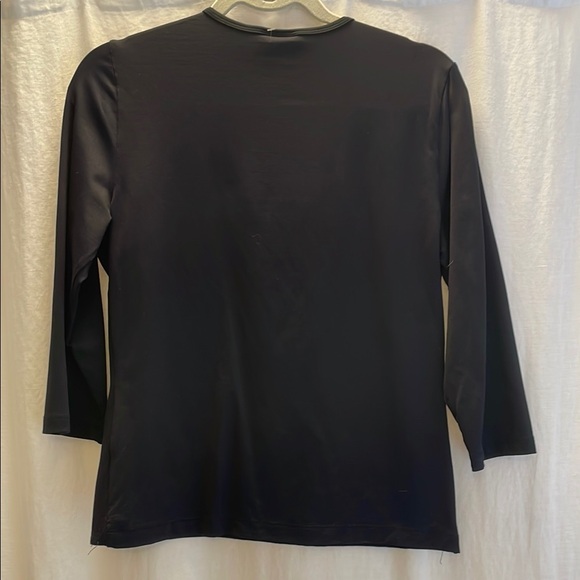 Dark Navy Blue Fitted Blouse with 3/4 Sleeves stretchy soft fabric - Picture 3 of 5